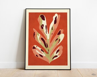 Botanical art on the wall, leaves drawing