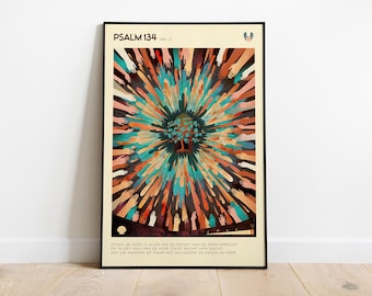 May include: Framed art print featuring a colorful illustration of hands reaching towards a central tree-like shape. The artwork has a radial design with text at the top and bottom. The print is displayed on a white wall.