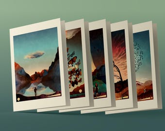 Pilgrim SET of 5 cards Psalm 121, Psalm 123, Psalm 125, Psalm 129 and Psalm 133 A5 folded