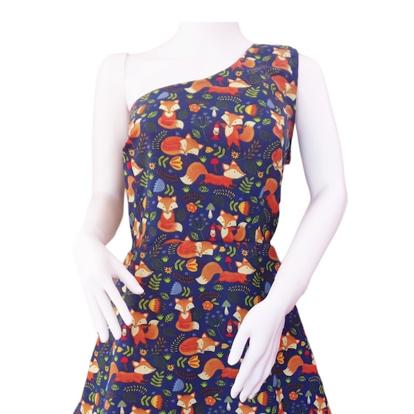 1950s Vintage retro rockabilly asymmetric dress size 18 Fox print