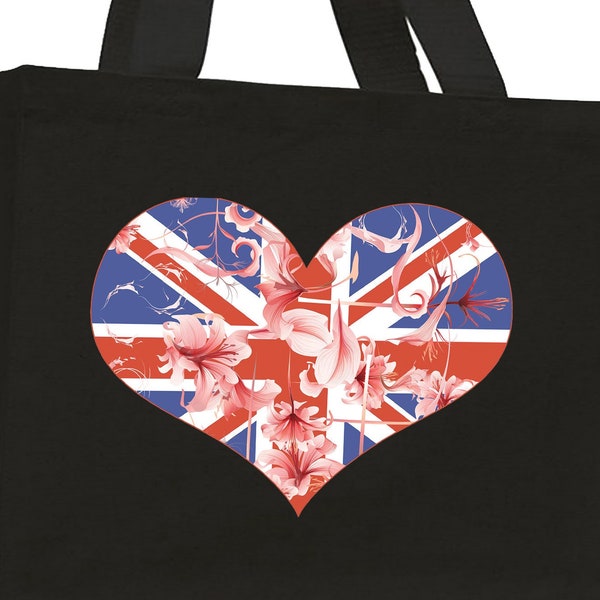 Le meilleur du sac à provisions en coton British Heart Union Flag avec soufflet et poignées longues