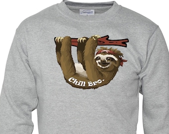 Sloth Sweatshirt. Fleecy Lined Ribbed Cuffs and Neckmens/womens