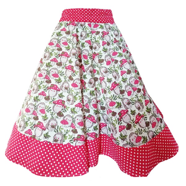 1950s Vintage Retro Rockabilly Circle Skirt, Hedgehogs & Polka Dots Choice of sizes