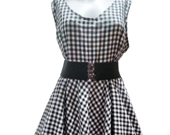 1950s Vintage Retro Rockabilly Black/White Check dress choice of sizes 14-26