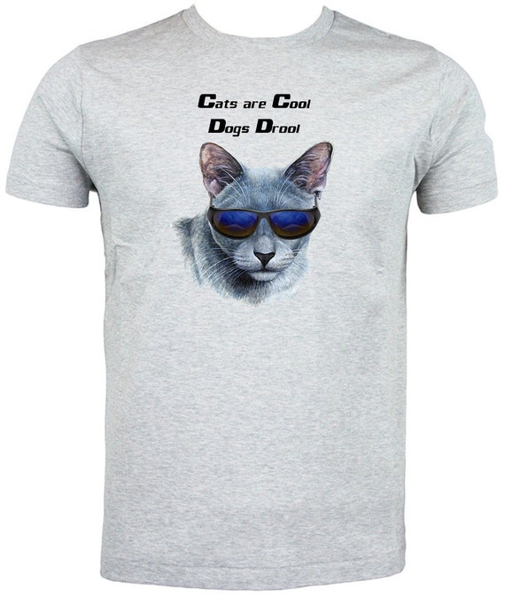 Cats R Cool Russian Blue Cat T Shirt. Classic Round Neck Short