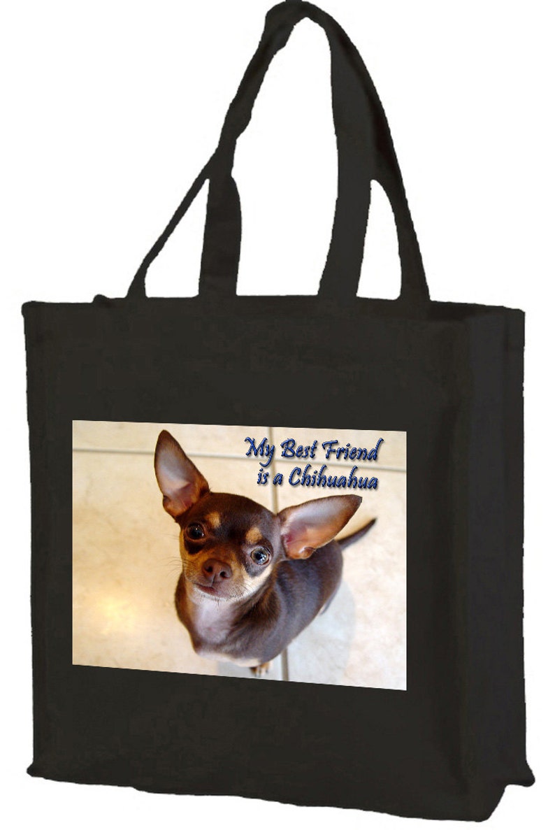Chihuahua Cotton Shopping Bag with gusset and long handles