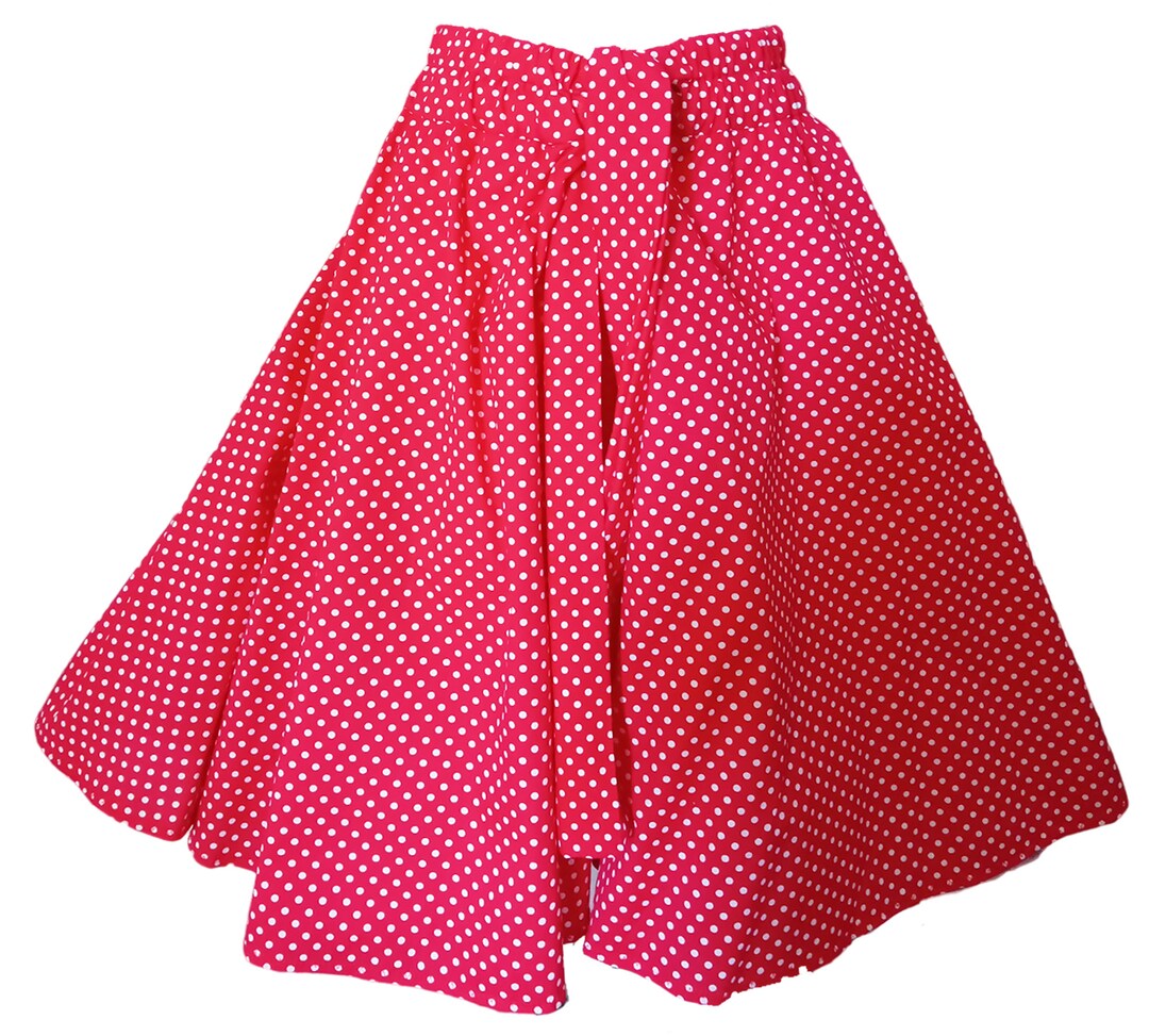 1950s Vintage Retro Rockabilly Circle Skirt Red Polka Dot Pattern ...