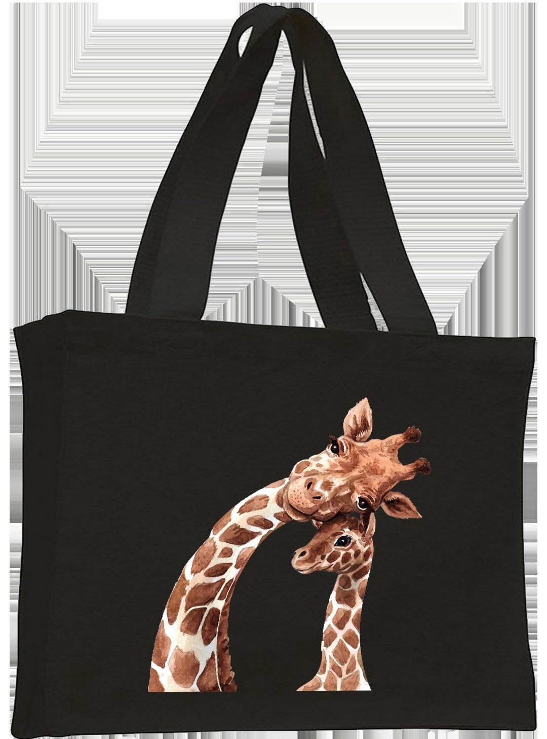 Mother & Baby Giraffe Cotton Shopping Bag With Gusset and Long Handles ...