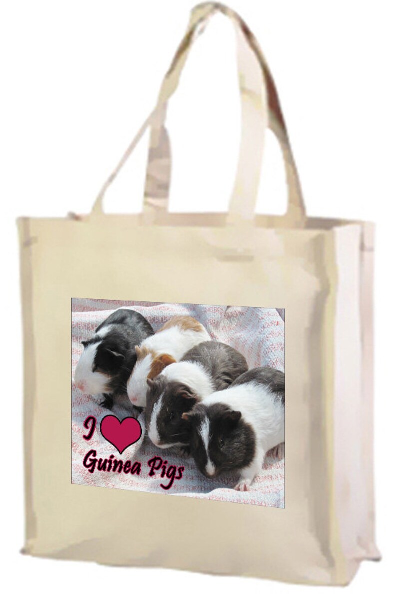 I Love Guinea Pigs Cotton Shopping Bag with gusset and long Etsy