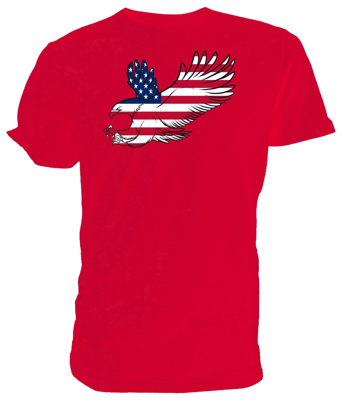 Discover American Eagle Flag T shirt. classic round neck short sleeved choice of sizes and colours Mens/womens