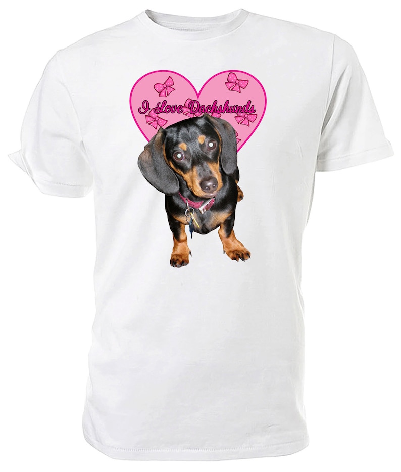 I Love Dachshund Dogs T shirt. classic round neck short Etsy