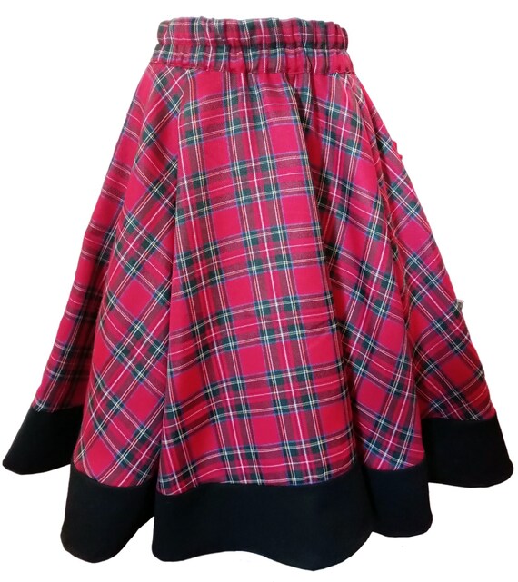 Royal Stewart Red Tartan 1950s Vintage Retro Rockabilly Circle Skirt Choice of Sizes Handmade Etsy UK
