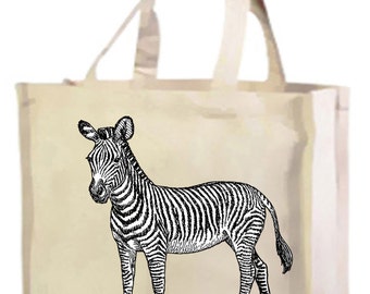 Zebra Cotton Shopping Bag with gusset and long handles