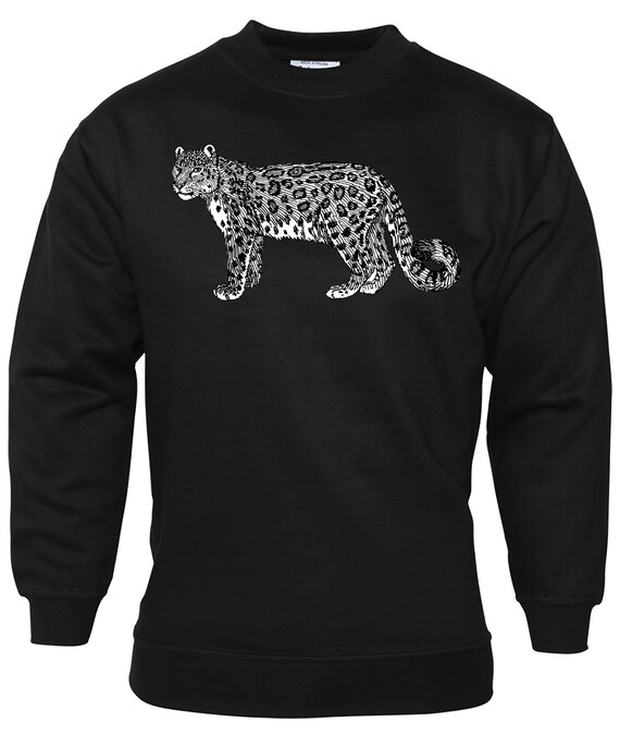 Snow Leopard Mono Drawing Sweatshirt Choice of Size and Colours. Fleecy Lined Ribbed Cuffsmens womens Etsy UK