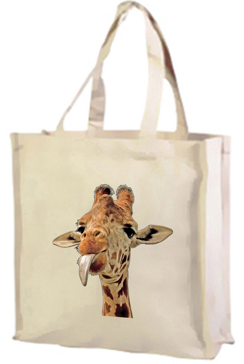 Cheeky Giraffe Cotton Shopping Bag With Gusset and Long - Etsy