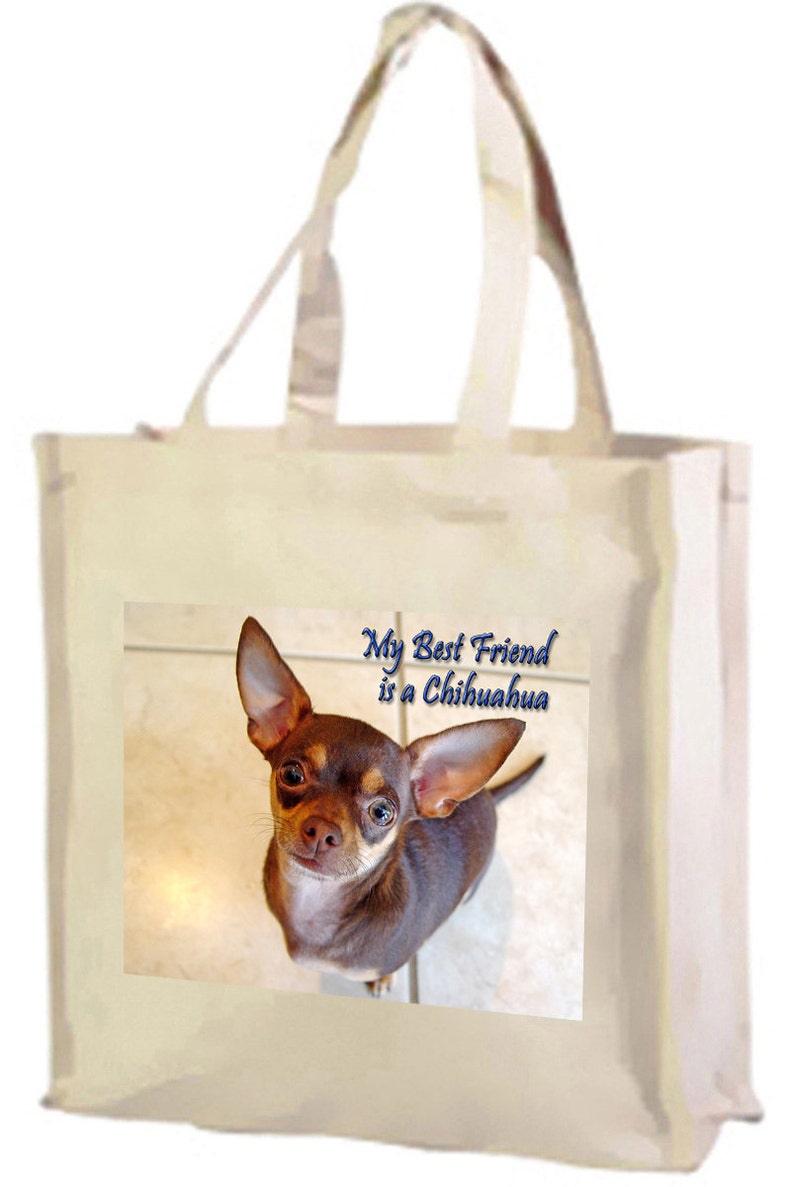 Chihuahua Cotton Shopping Bag with gusset and long handles