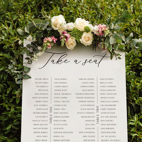 Simple Elegance Wedding Banquet Table Plan Sign