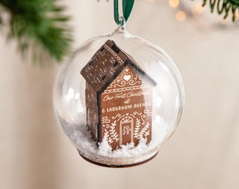 3D Wooden Gingerbread House Bauble