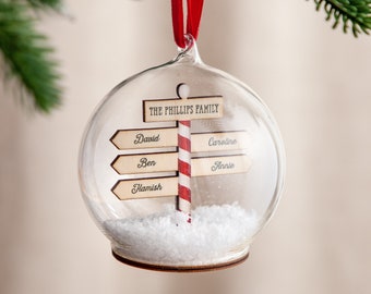 Personalised Family Christmas Signpost Bauble