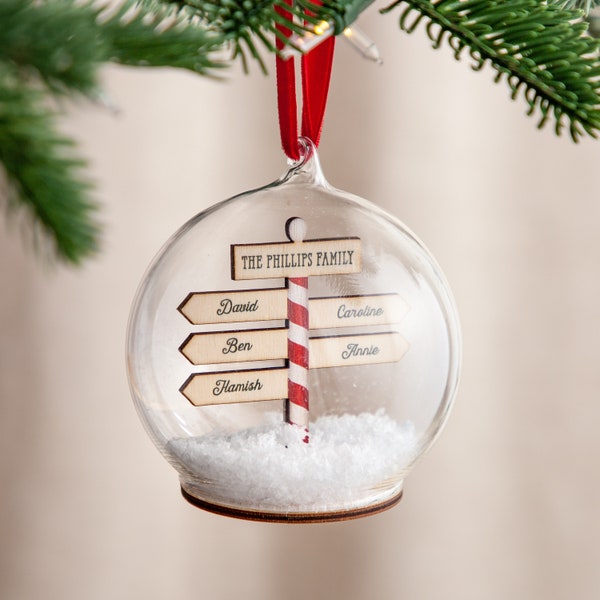 Personalised Family Christmas Signpost Bauble