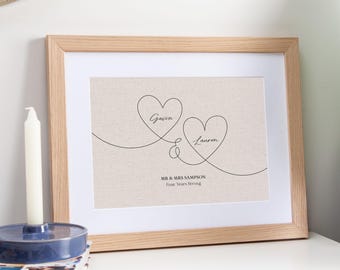 4th/ Linen Anniversary Gift - Personalized Wedding Vows, Custom Couples Portrait On Canvas Or Printable
