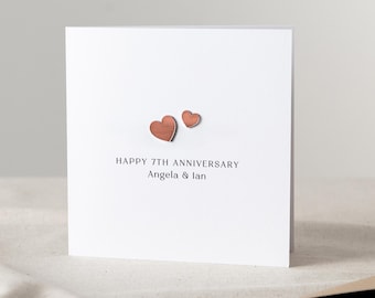 Mini Metallic Hearts Copper Wedding Anniversary Card | 7th Anniversary Keepsake