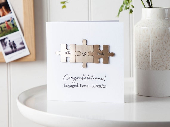 You Complete Me Metallic Puzzle Pieces Card