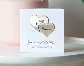 Interlocking Metallic Hearts Keepsake Card