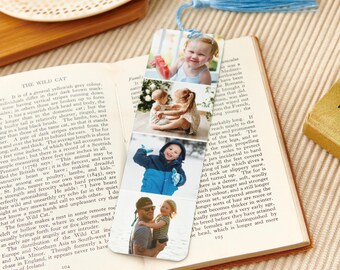 Personalised Father's Day 4 Photo Bookmark | Custom Gift for Dads | Metal Bookmark