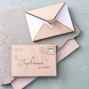 Engraved Wooden Love Letter | Couples Valentine&#39;s Day Gift, For Him For Her, Unique Personalised Valentine&#39;s Card
