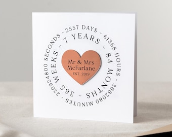 Circular Timeline 7 Year Copper Anniversary Card | 7th Anniversary Keepsake