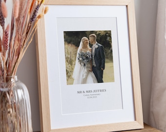 Custom Photo and Caption Cotton 2nd Anniversary Print | 2nd Anniversary Gift for Couples | Cotton Gift for Anniversary