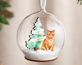Personalised Cat and Christmas Tree Bauble