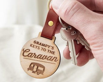 Vehicle Icon Engraved Wooden Keyring | Campervan Keyring