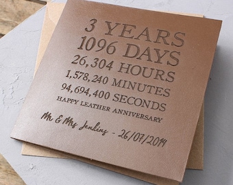 Personalised Leather Time Anniversary  Card