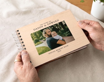 Single Photo Wooden Memory Scrapbook | Father's Day Photo Book