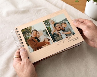 Double Photo Wooden Memory Scrapbook | Father's Day Photo Book
