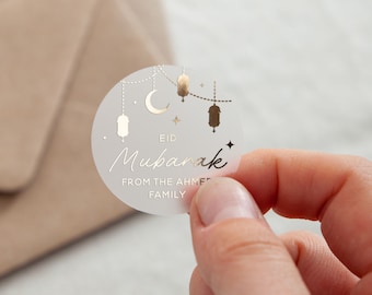 Moon & Lanterns Eid Mubarak Celebration Foiled Stickers