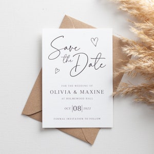 Scattered Hearts Portrait Save the Date Card