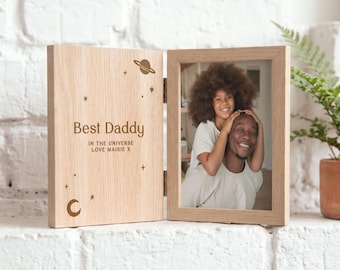 Moon & Planet Design Wooden Photo Frame | Father's Day Frame for Dad