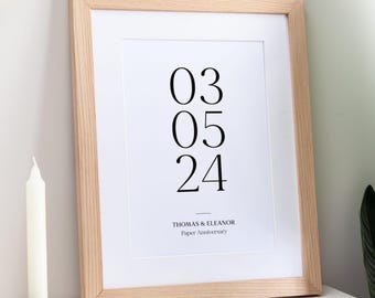 Special Date Paper Anniversary Print | 1st Anniversary Gift for Couples | Paper Gift for Anniversary