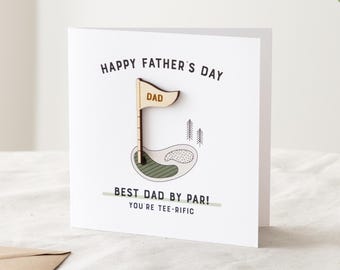Wooden Golf Flag Father's Day Card | Golf Card for Dad