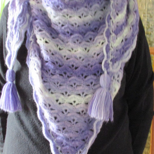 Châle chèche au crochet ton violet