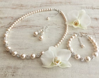 Bridal Shower Gift from Mother in Law, Wedding Jewelry, Bridal Pearl Jewelry Set, Gifts for Bride To Be, Daughter Wedding Gift from Mom Dad