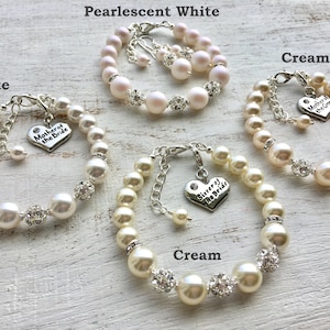 Mother of the groom gift from bride bracelet. Mother of the bride gift from daughter. Mom wedding gift. Pearl bracelet necklace jewelry set. image 6