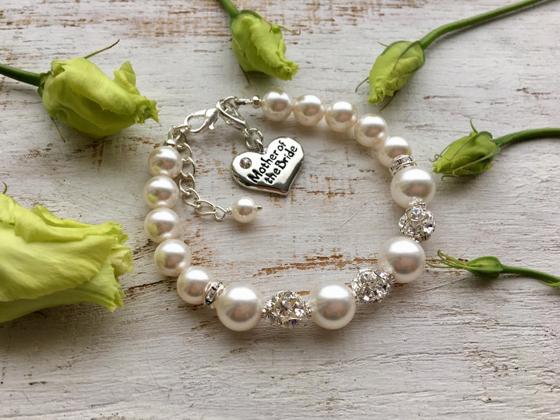 SWAROVSKI PEARL Mother Of The Groom Gift from Bride Bracelet, Mom Gift from Son, Mother-in-law gift Future Mother in Law Wedding Day Present image 3