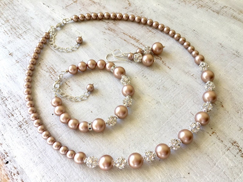 Bridal Pearl Jewelry Bridal Jewelry Set Pearl Jewelry Set Wedding Pearl Necklace Wedding Jewelry Set for Brides and Bridesmaids Swarovski image 6