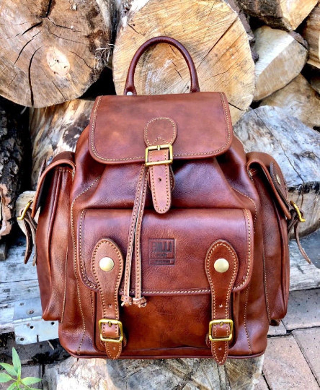 Leather Backpack, With Side Pockets, Buckle Closure With Quick Opening ...