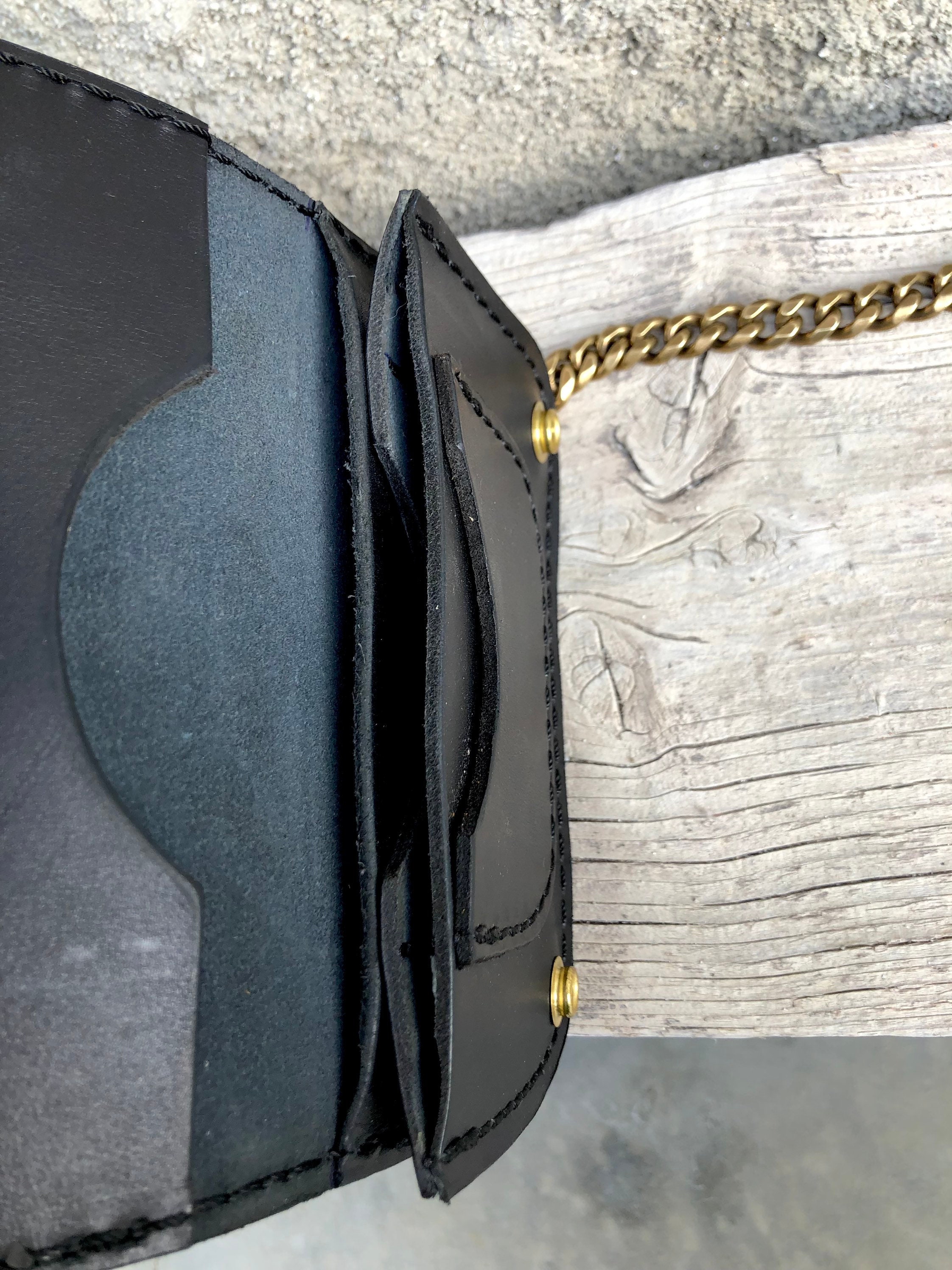 Snap Button Wallet, Biker, Caferacer, Black Color Men's Wallet With ...