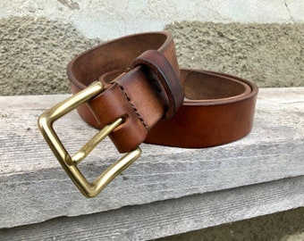 Full grain leather belt, made in Italy, brass buckle, custom made, genuine leather customizable, gift for men, Tuscan leather